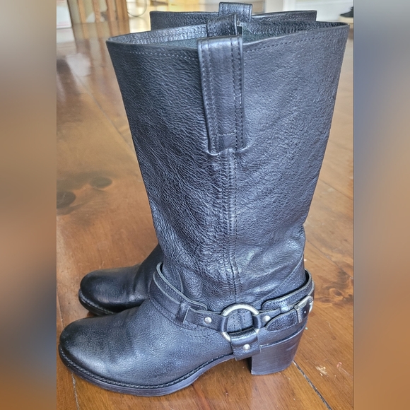 Frye Black Leather Harness Boots - Picture 2 of 16